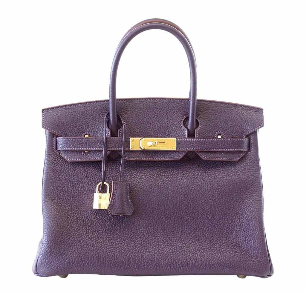 Hermes Birkin 30 Raisin Togo Leather Gold Hardware
