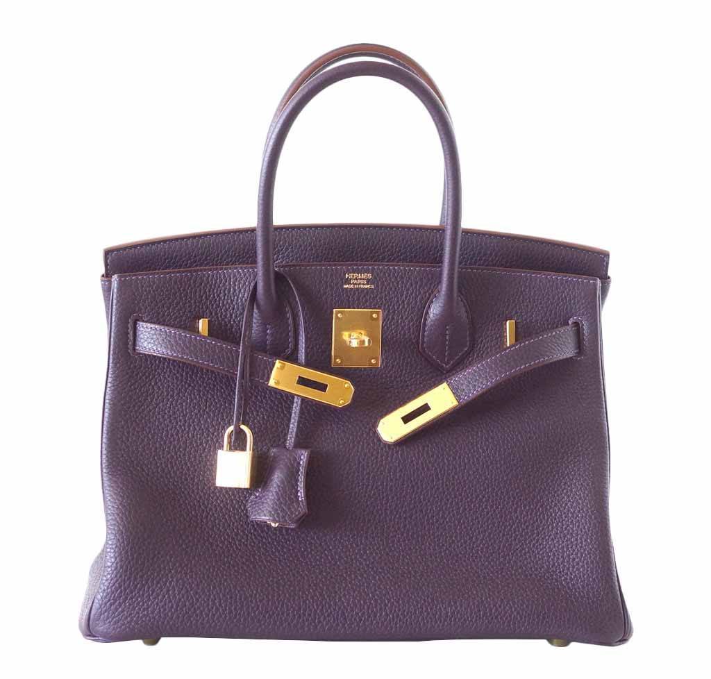 Hermes Birkin 30 Raisin Togo Leather Gold Hardware