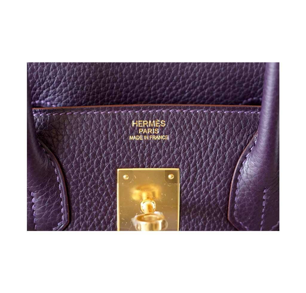 Hermes Birkin 30 Raisin Togo Leather Gold Hardware