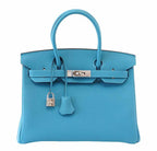 Hermes Birkin 30 Turquoise Togo Leather Palladium Hardware