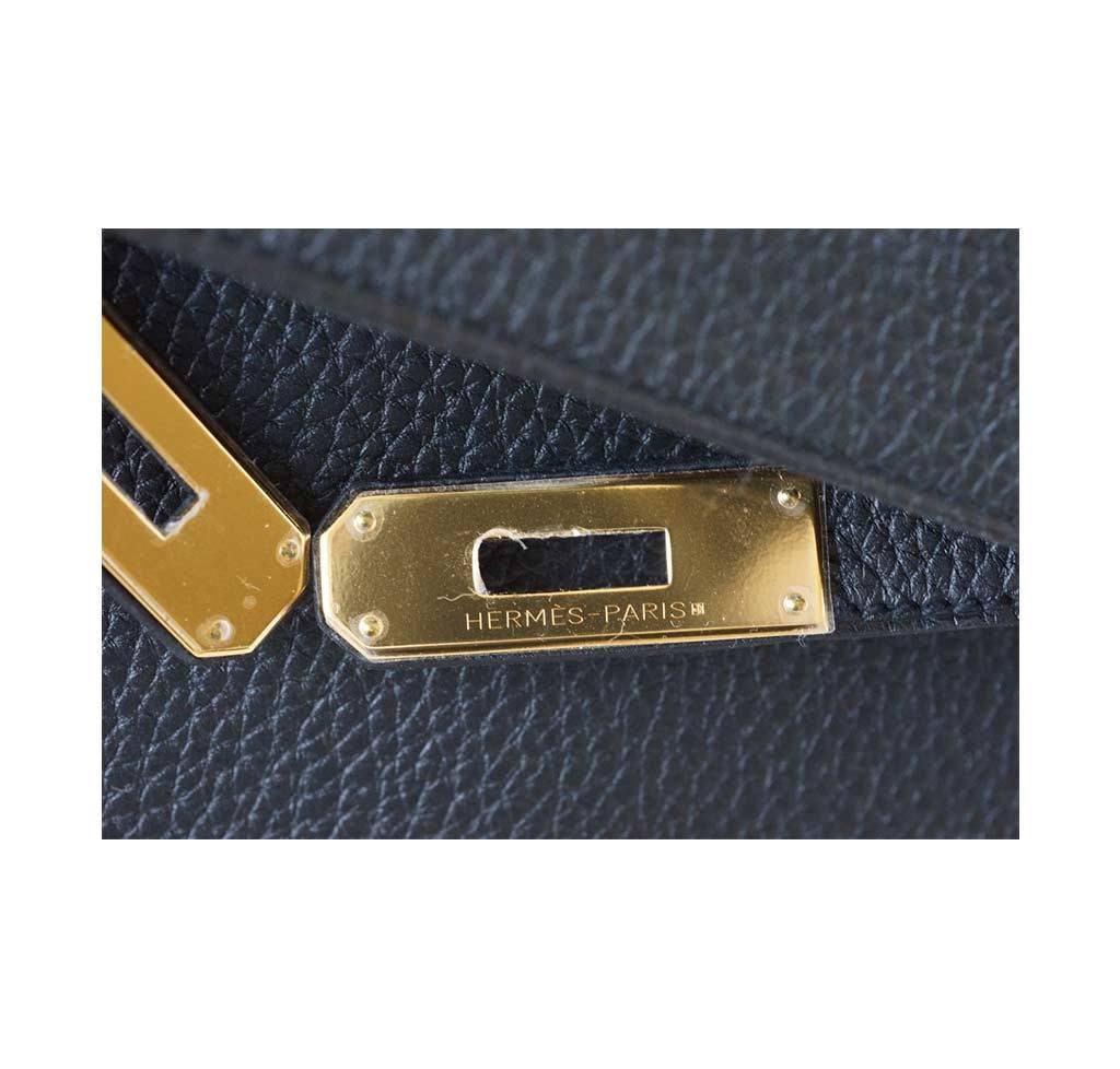 Hermes Kelly 32 Black Togo Leather Gold Hardware