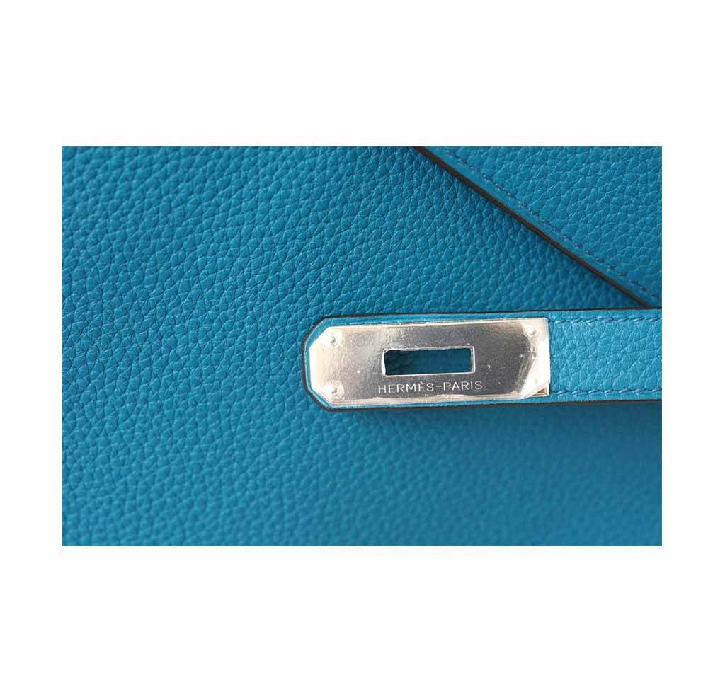 Hermes Kelly Mou 32 Blue Izmir Togo Leather Palladium Hardware