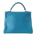 Hermes Kelly Mou 32 Blue Izmir Togo Leather Palladium Hardware