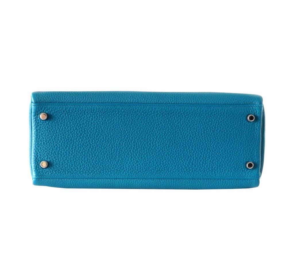 Hermes Kelly Mou 32 Blue Izmir Togo Leather Palladium Hardware