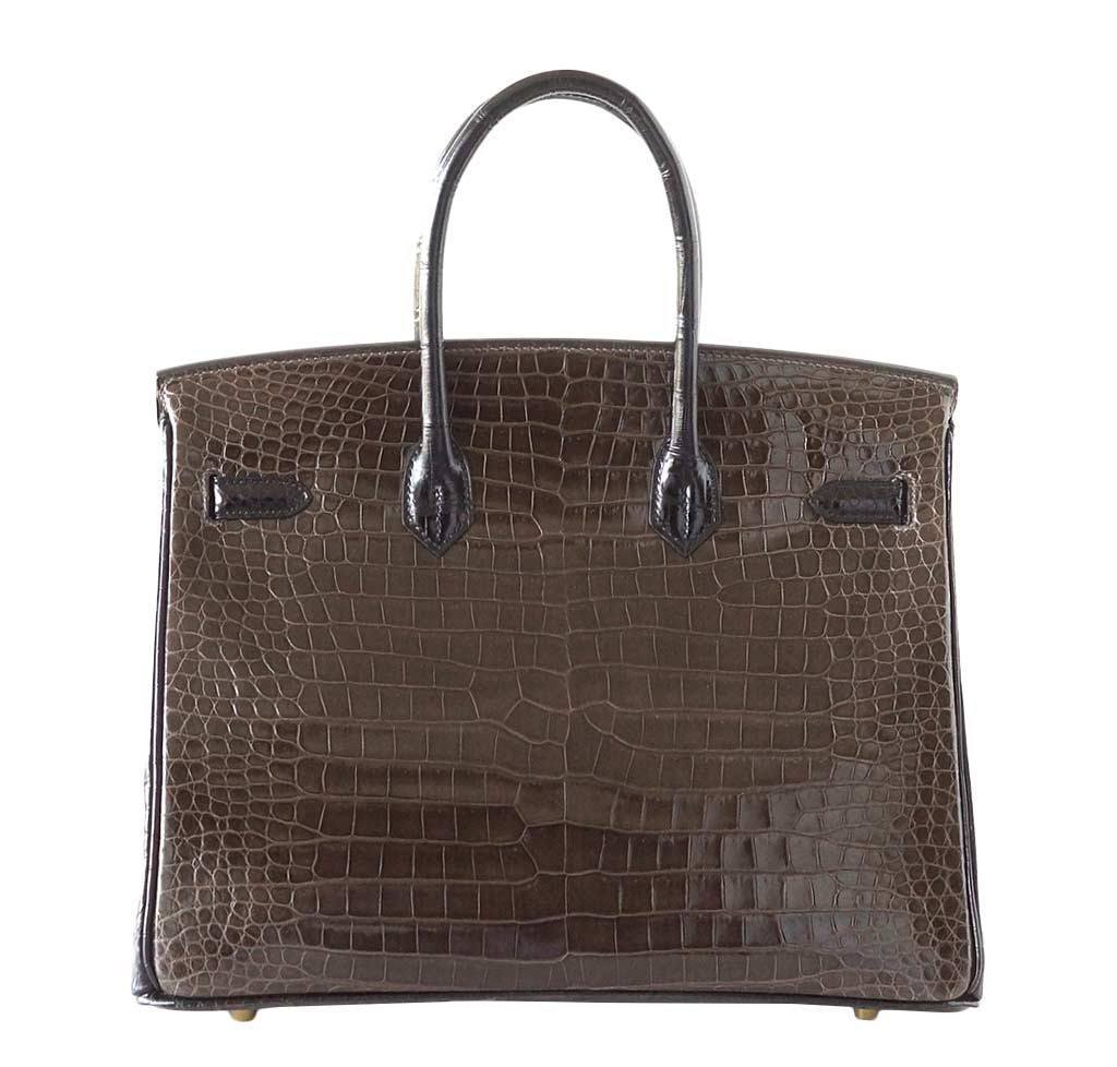 Hermes Birkin 35 Bi-Color Porosus Crocodile Special Order Gold Hardware