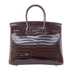 Hermes Birkin 35 Chocolate Porosus Crocodile Palladium Hardware