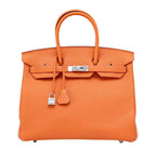 Hermes Birkin 35 Orange Togo Leather Palladium Hardware