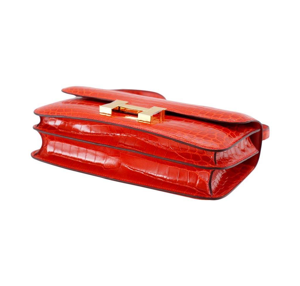 Hermes Constance Elan Geranium Niloticus Crocodile Gold Hardware