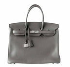 Hermes Birkin 35 Etain Clemence Leather Palladium Hardware