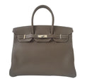 Hermes Birkin 35 Etoupe Taurillon Clemence Leather Palladium Hardware