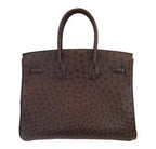 Hermes Birkin 35 Marron Fonce Ostrich Palladium Hardware