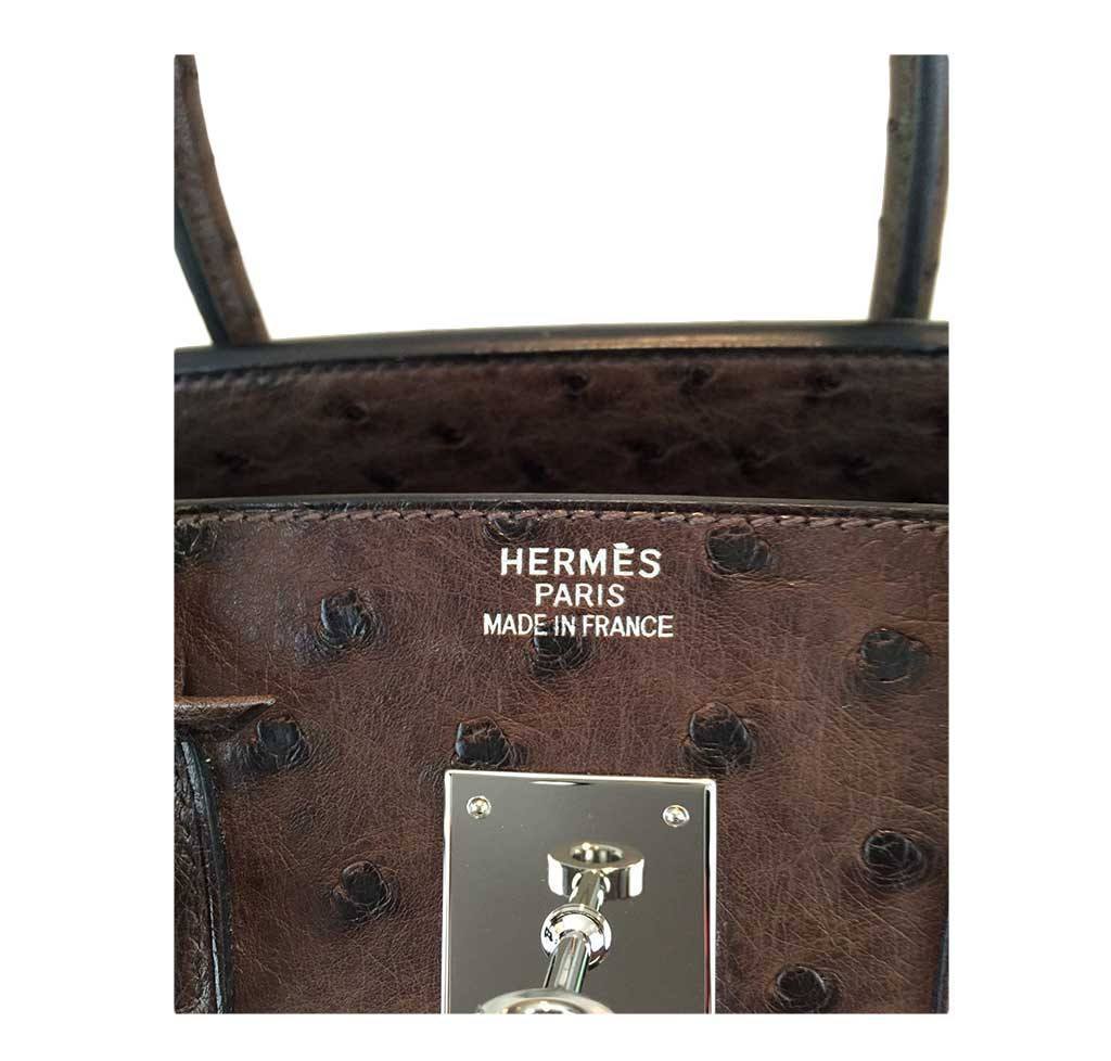 Hermes Birkin 35 Marron Fonce Ostrich Palladium Hardware