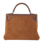 Hermes Kelly Grizzly 32 Fauve Gold Suede Togo Leather Palladium Hardware