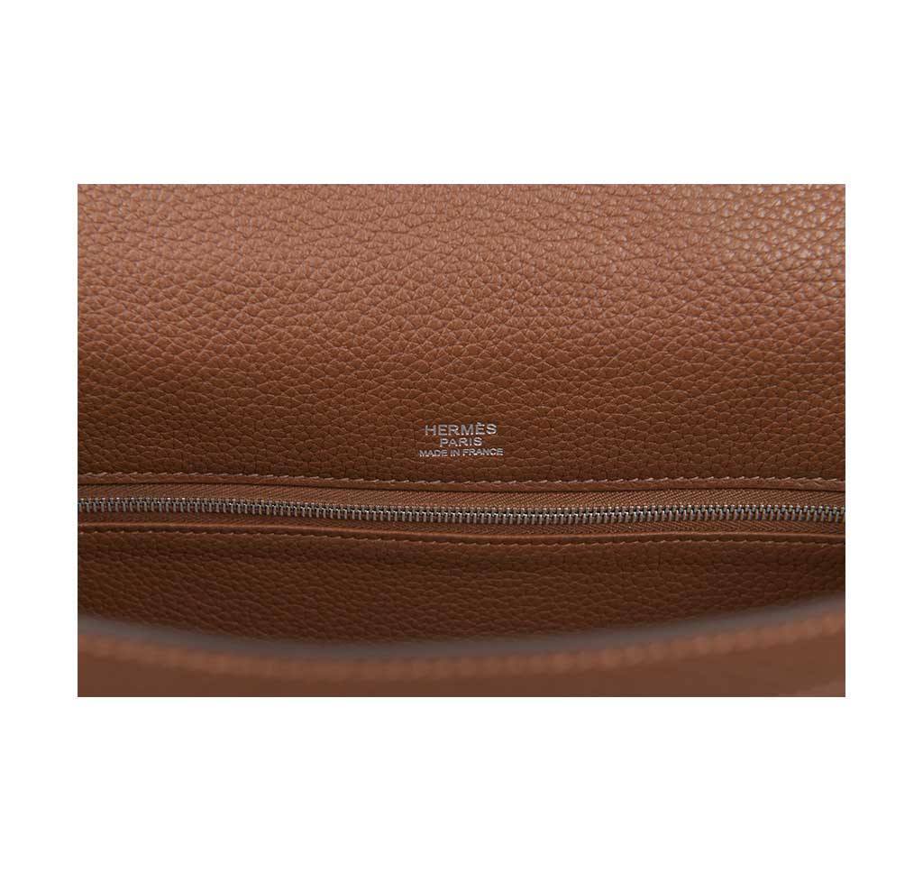 Hermes Kelly Grizzly 32 Fauve Gold Suede Togo Leather Palladium Hardware