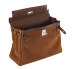 Hermes Kelly Grizzly 32 Fauve Gold Suede Togo Leather Palladium Hardware