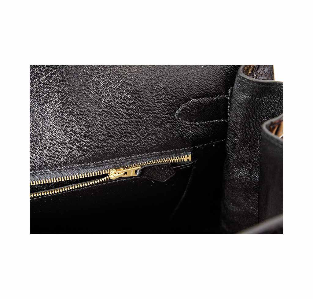 Hermes Birkin 35 Noir Porosus Crocodile Gold Hardware