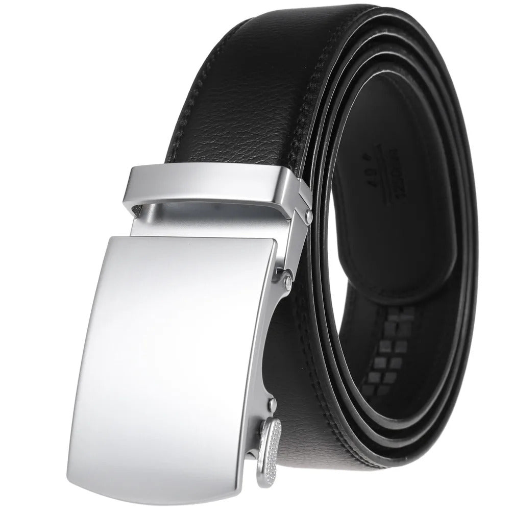 Smeeshu Men's Genuine Leather Business Belt – Automatic Belt for Jeans and Suits
