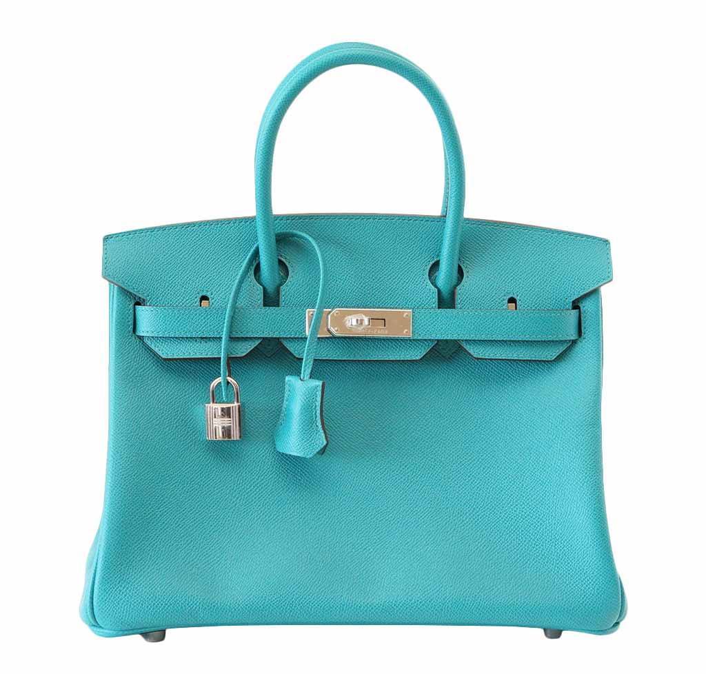 Hermes Birkin 30 Blue Paon Epsom Leather Palladium Hardware