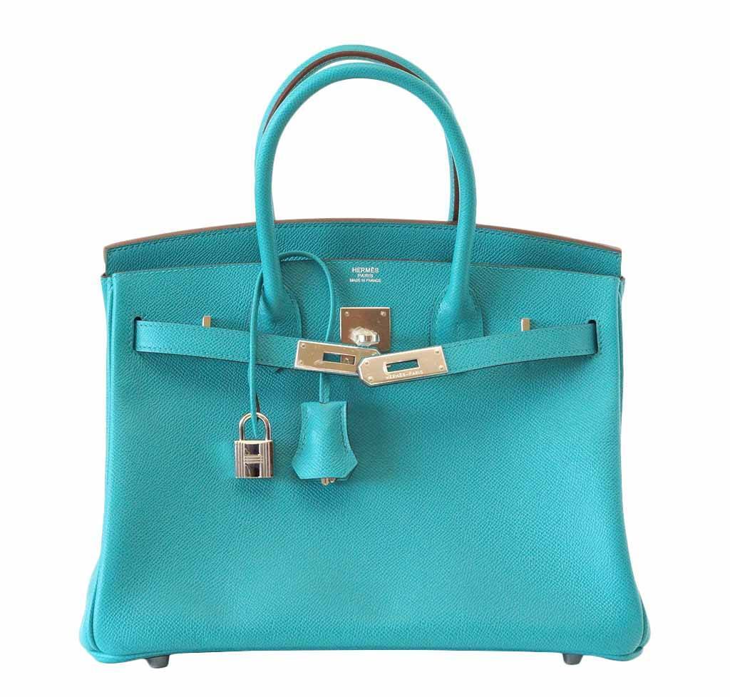 Hermes Birkin 30 Blue Paon Epsom Leather Palladium Hardware